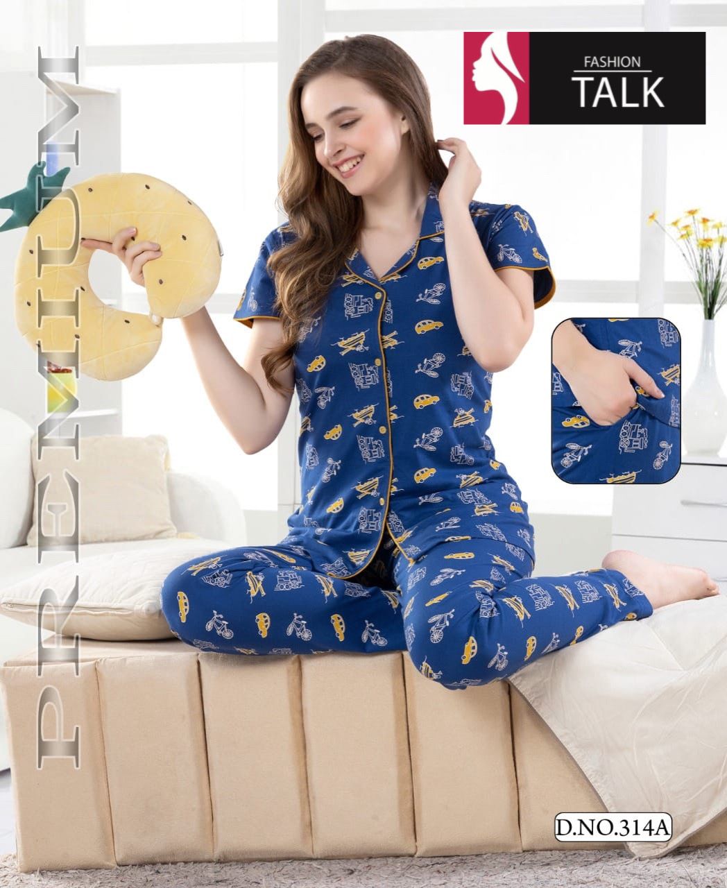 Ft 314 Night Wear Hosiery Cotton Shinker Wholesale Night Suits Collection